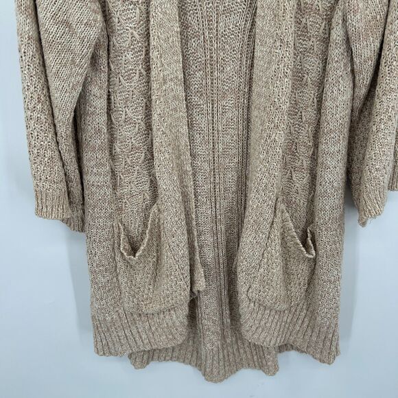 ANTHROPOLOGIE Sparrow Beige Celia Kimono Open Knit Cardigan Sweater Size Large - Picture 7 of 10